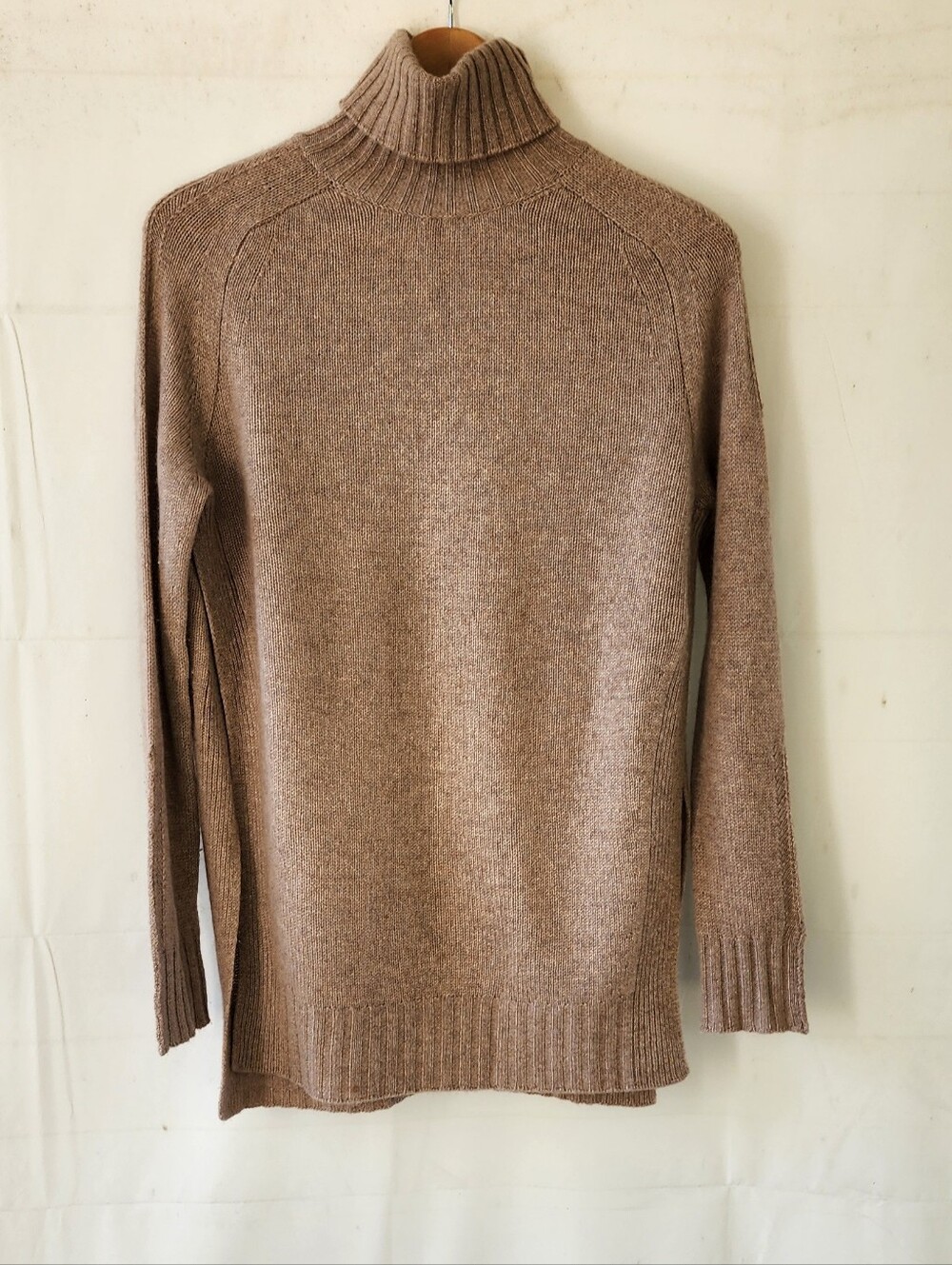 Aqua Cashmere Turtleneck Sweater in Light Brown